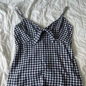 Navy blue and white plaid sleeveless tie old navy shirt